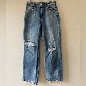 & jeans Wide Leg Slim Relaxed Distressed Fit EUC